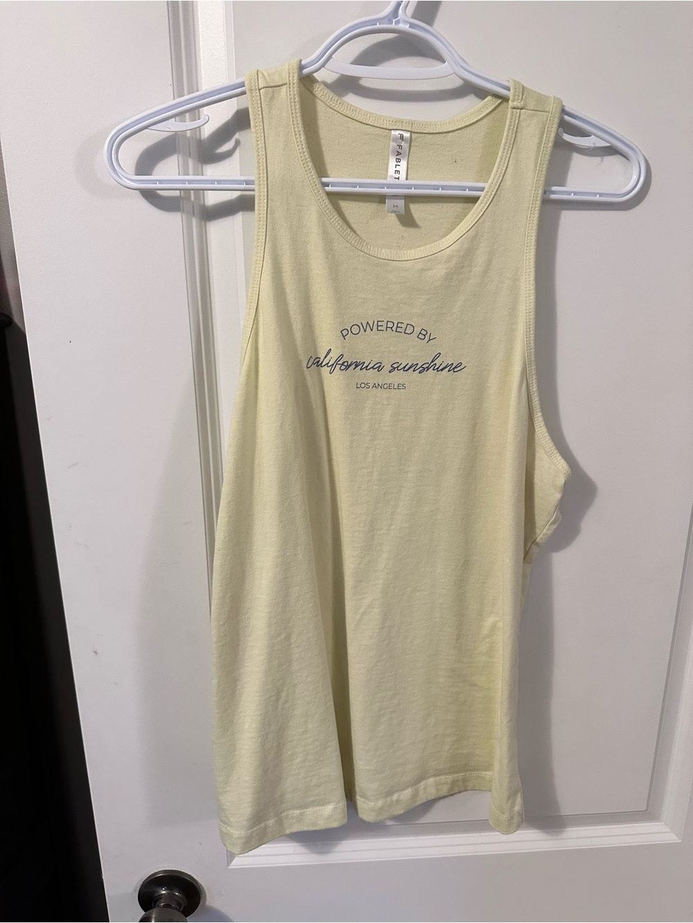 Fabletics Pale Yellow 'Powered by California Sunshine' Tank